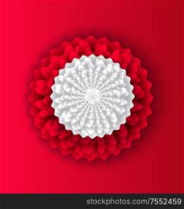 Flower decoration made of paper Chinese style vector. Asian culture celebration of spring festival holiday of Asia, flourishing blooming decor origami. Flower Decoration Made of Paper Chinese Style