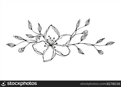 Flower doodle hand drawn, floral ornament.