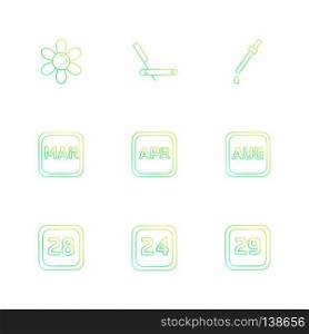 flower , dropper, calender , months , cosmetics , household , year , dates  , countinng , washroom , items ,icon, vector, design,  flat,  collection, style, creative,  icons