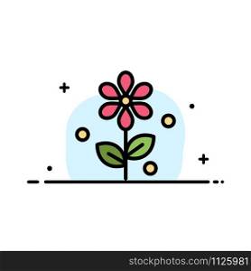 Flower, Easter, Nature Business Flat Line Filled Icon Vector Banner Template
