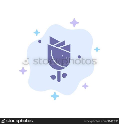 Flower, Easter, Nature, Holiday Blue Icon on Abstract Cloud Background