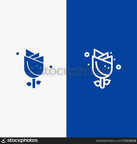Flower, Easter, Nature, Holiday Line and Glyph Solid icon Blue banner Line and Glyph Solid icon Blue banner