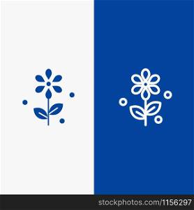Flower, Easter, Nature Line and Glyph Solid icon Blue banner Line and Glyph Solid icon Blue banner