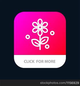 Flower, Easter, Nature Mobile App Button. Android and IOS Line Version