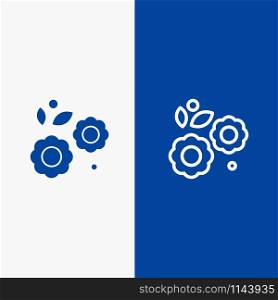 Flower, Easter, Nature, Spring Line and Glyph Solid icon Blue banner Line and Glyph Solid icon Blue banner