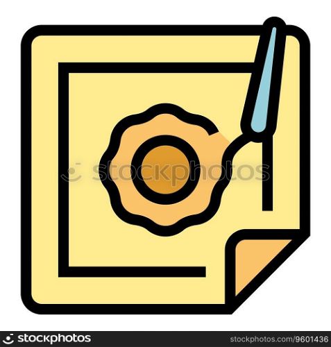 Flower embroidery icon outline vector. Art workshop. Creative fabric color flat. Flower embroidery icon vector flat