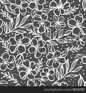 FLOWER FABRIC Floral Monochrome Vector Seamless Background