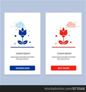 Flower, Flora, Floral, Flower Blue and Red Download and Buy Now web Widget Card Template