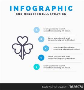 Flower, Flora, Floral, Flower, Nature Line icon with 5 steps presentation infographics Background