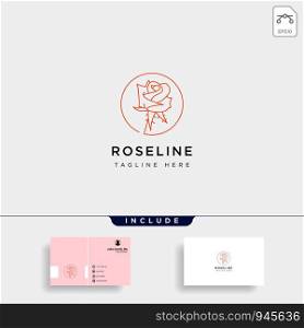 flower floral line beauty premium simple logo template with business card. flower floral line beauty premium simple logo template