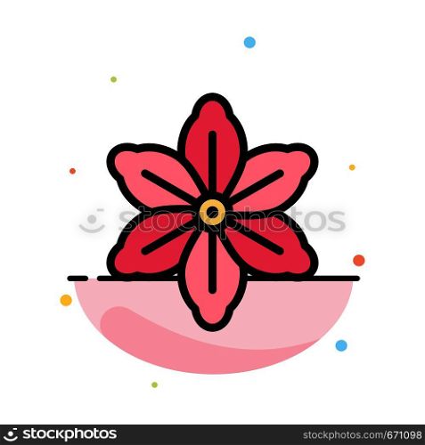 Flower, Floral, Nature, Spring Abstract Flat Color Icon Template