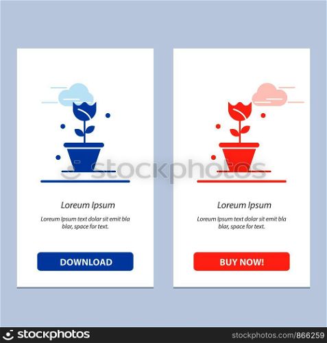 Flower, Floral, Nature, Spring Blue and Red Download and Buy Now web Widget Card Template