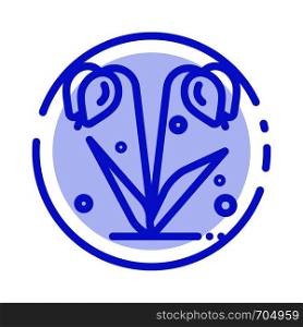 Flower, Floral, Nature, Spring Blue Dotted Line Line Icon