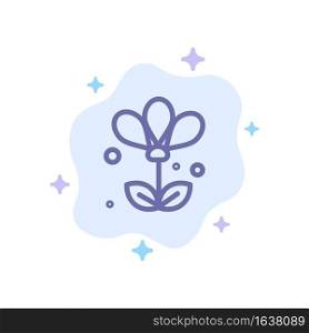 Flower, Floral, Nature, Spring Blue Icon on Abstract Cloud Background