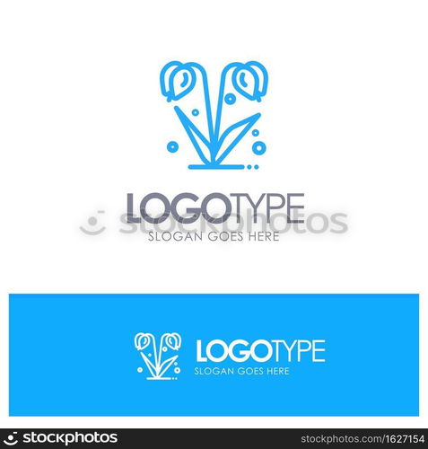 Flower, Floral, Nature, Spring Blue outLine Logo with place for tagline