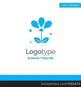 Flower, Floral, Nature, Spring Blue Solid Logo Template. Place for Tagline