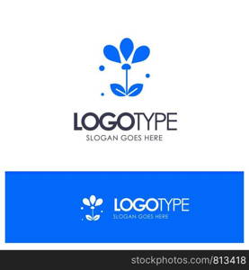 Flower, Floral, Nature, Spring Blue Solid Logo with place for tagline