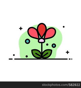 Flower, Floral, Nature, Spring Business Flat Line Filled Icon Vector Banner Template