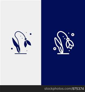 Flower, Floral, Nature, Spring Line and Glyph Solid icon Blue banner Line and Glyph Solid icon Blue banner