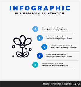 Flower, Floral, Nature, Spring Line icon with 5 steps presentation infographics Background
