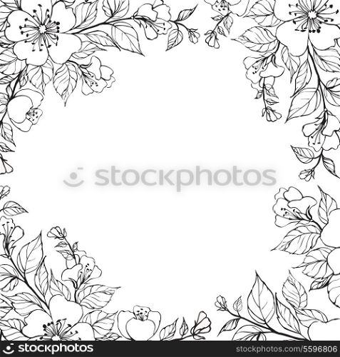 Flower frame. Vector illustration, contains transparencies, gradients and effects.