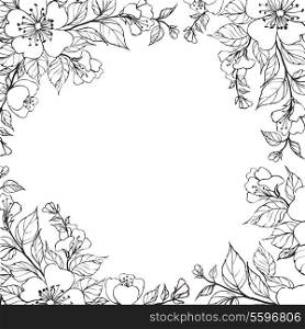 Flower frame. Vector illustration, contains transparencies, gradients and effects.