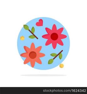 Flower, Gift, Love, Wedding Abstract Circle Background Flat color Icon