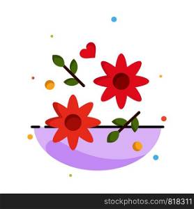 Flower, Gift, Love, Wedding Abstract Flat Color Icon Template