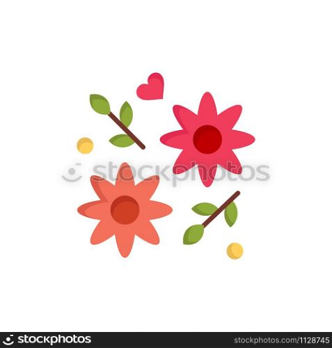 Flower, Gift, Love, Wedding Flat Color Icon. Vector icon banner Template