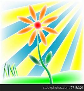 flower, grass and sun, vector art illustration; more drawings in my gallery