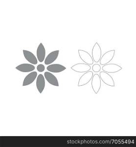 Flower grey set icon .