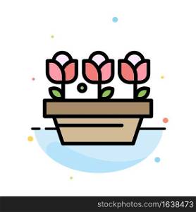 Flower, Growth, Plant, Spring Abstract Flat Color Icon Template