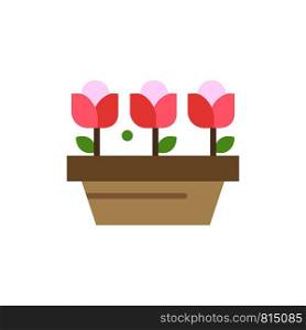 Flower, Growth, Plant, Spring Flat Color Icon. Vector icon banner Template
