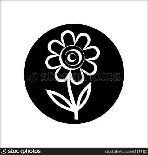 Flower Icon, Abstract Flower Vector Art Illustration