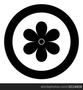 Flower icon black color in circle vector illustration isolated