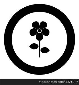 Flower icon black color in circle vector illustration isolated