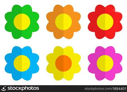 Flower icon flat design. Blossom plant set. Vector illustration isolated on white.