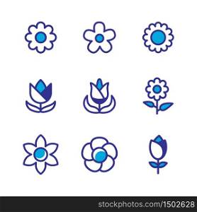 flower icon set color style design