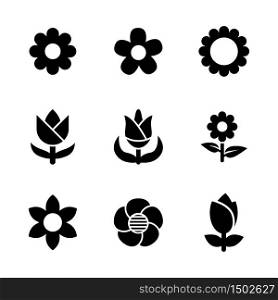 flower icon set glyph style design