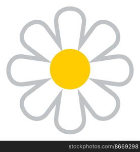 Flower icon. White daisy blossom. Cartoon camomile isolated on white background. Flower icon. White daisy blossom. Cartoon camomile