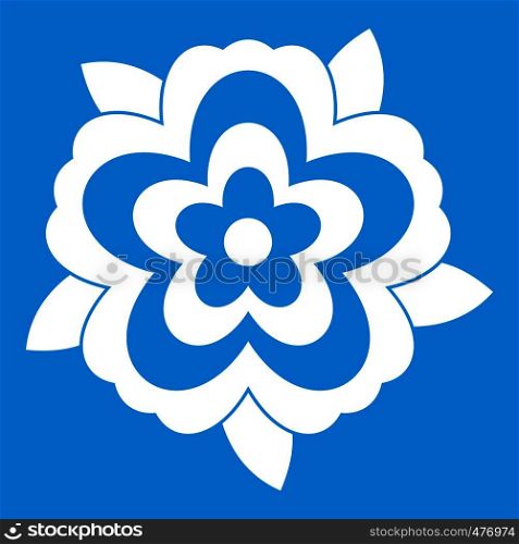 Flower icon white isolated on blue background vector illustration. Flower icon white