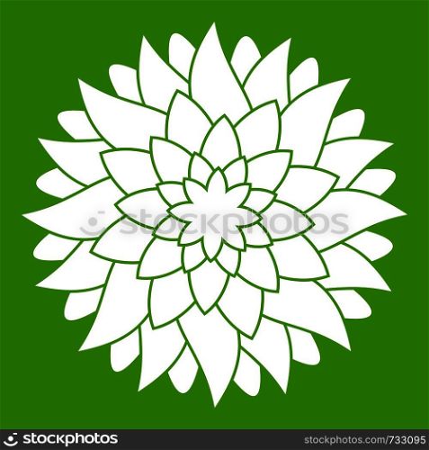 Flower icon white isolated on green background. Vector illustration. Flower icon green