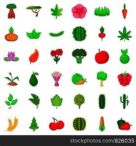 Flower icons set. Cartoon style of 36 flower vector icons for web isolated on white background. Flower icons set, cartoon style