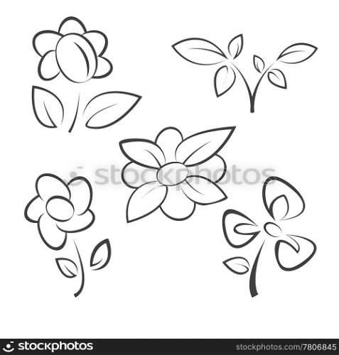 flower icons set illustration
