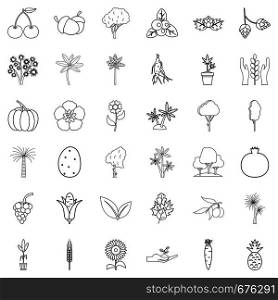 Flower icons set. Outline style of 36 flower vector icons for web isolated on white background. Flower icons set, outline style