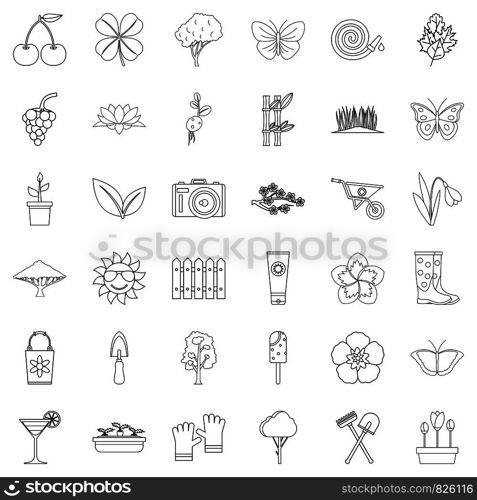 Flower icons set. Outline style of 36 flower vector icons for web isolated on white background. Flower icons set, outline style