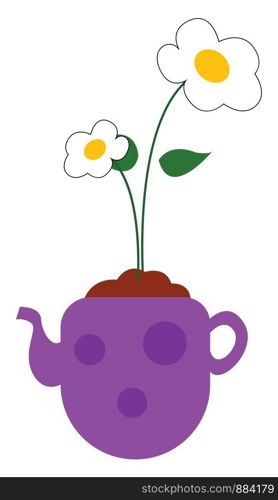 Flower in a pot, illustration, vector on white background.
