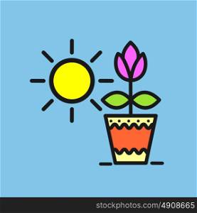 Flower in a pot. Potted plants. Vector icon.
