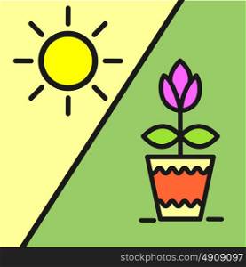 Flower in a pot. Shade-loving plants. Vector icon.