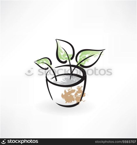flower in pot grunge icon